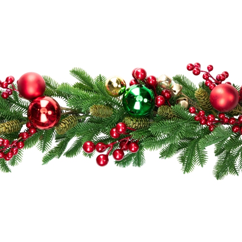 Pine with Ornaments and Berries Artificial Christmas Garland - 5' - Unlit