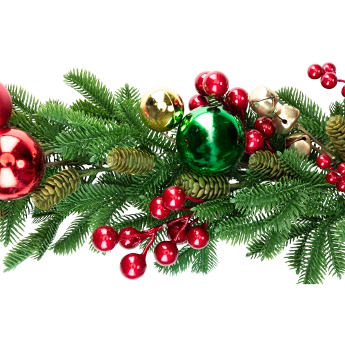 Pine with Ornaments and Berries Artificial Christmas Garland - 5' - Unlit