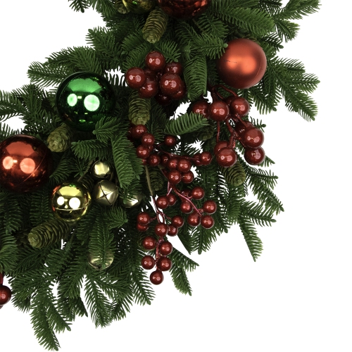 Pine with Ornaments and Berries Artificial Christmas Wreath - 24" - Unlit