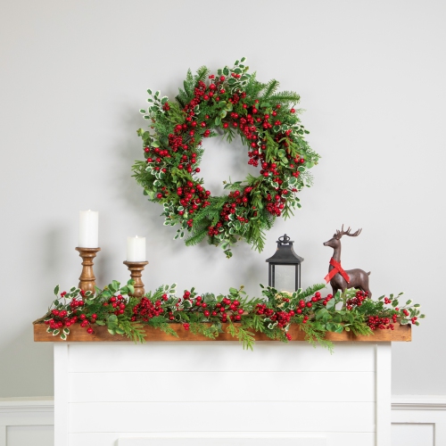 Mixed Pine, Cedar and Berries Artificial Christmas Garland - 5' - Unlit