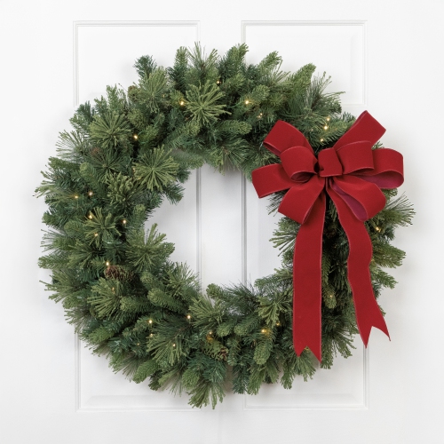 Pre-Lit Battery Operated Mossy Cashmere Pine Artificial Christmas Wreath - 32" - Clear Led Lights