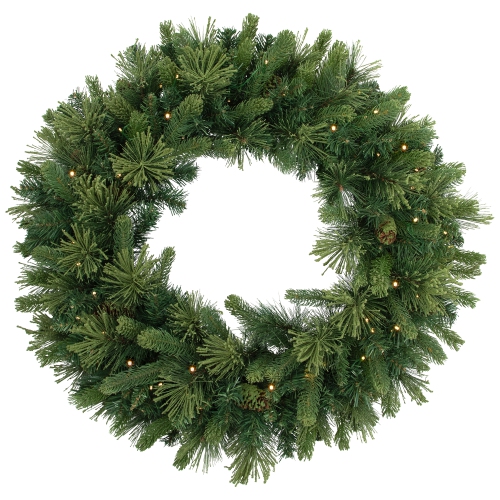 Pre-Lit Battery Operated Mossy Cashmere Pine Artificial Christmas Wreath - 32" - Clear Led Lights