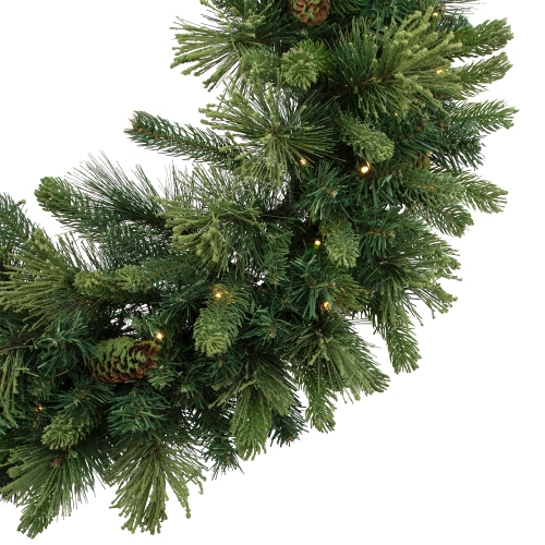 Pre-Lit Battery Operated Mossy Cashmere Pine Artificial Christmas Wreath - 32" - Clear Led Lights