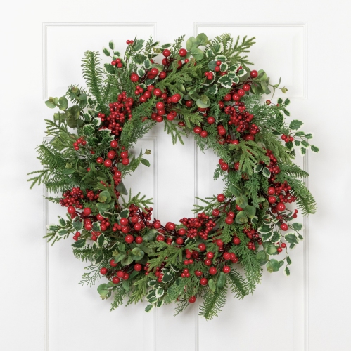 Mixed Pine, Cedar and Berries Artificial Christmas Wreath - 30" - Unlit