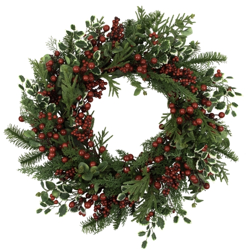 Mixed Pine, Cedar and Berries Artificial Christmas Wreath - 30" - Unlit