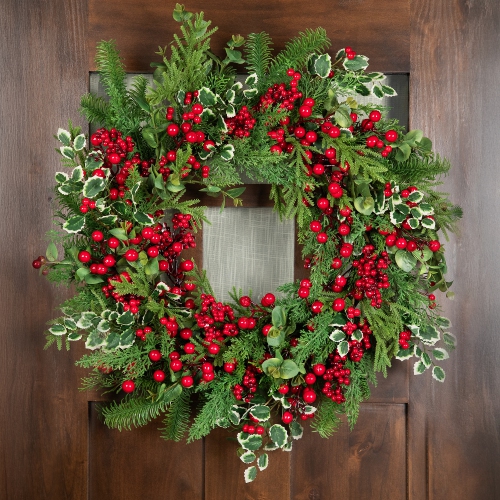 Mixed Pine, Cedar and Berries Artificial Christmas Wreath - 30" - Unlit