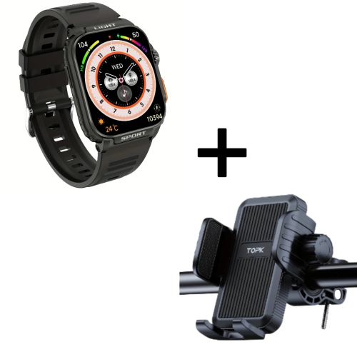 Quick-Install Bike & Motorcycle Phone Mount for 4.7-6.8" Smartphones, 1.19" HD Smartwatch with Call Function, 100+ Sport Modes & LED Flashlight