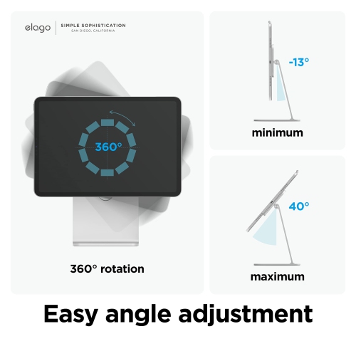 Support magnétique Elago Premium pour iPad Pro 12,9 po, 11 po (3ᵉ,2ᵉ gén), Air 10,9 po (5ᵉ,4ᵉ gén), Mini 8,3 po (6ᵉ gén, A17