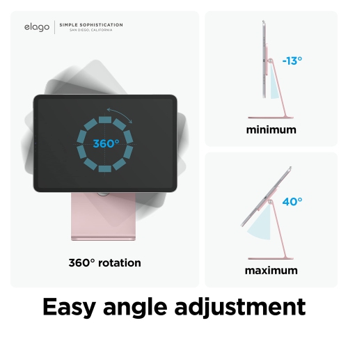 Support magnétique Elago Premium pour iPad Pro 12,9&nbsp;po, 11&nbsp;po (3ᵉ,2ᵉ gén), Air 10,9&nbsp;po (5ᵉ,4ᵉ gén), Mini 8,3&nbsp;po (6ᵉ gén, A17