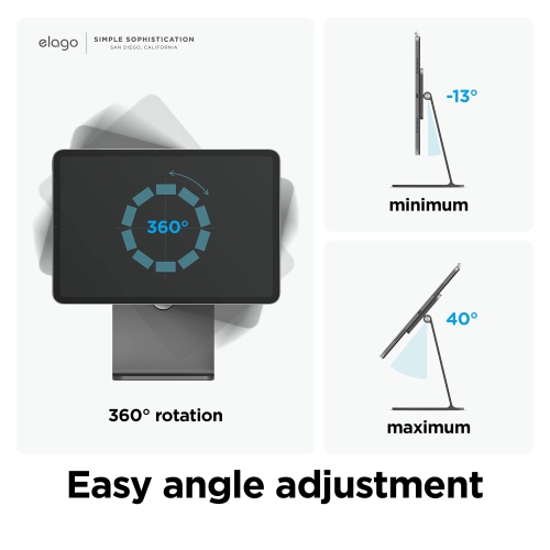 elago Premium iPad Magnetic Stand Designed for iPad Pro 12.9"(5th,4th Gen), 11"(3rd,2nd Gen), Air 10.9"(5th,4th Gen), Mini 8.3"(6th Gen, A17 Pro),