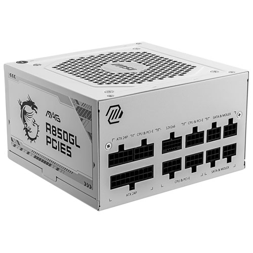 MSI MAG A850GL PCIE5 850W Modular Power Supply - White