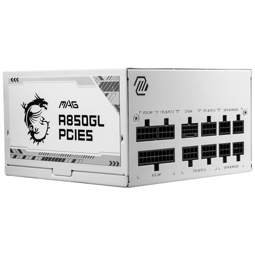 MSI MAG A850GL PCIE5 850W Modular Power Supply - White