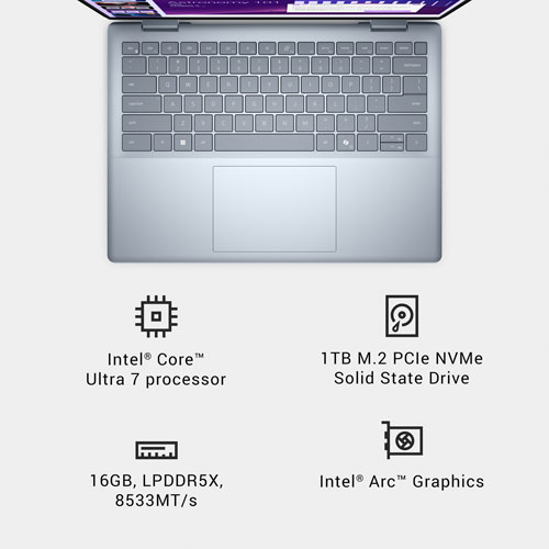 Portable 2-en-1 tactile de 14 po Copilot+ PC Plus de Dell - Bleu glacier