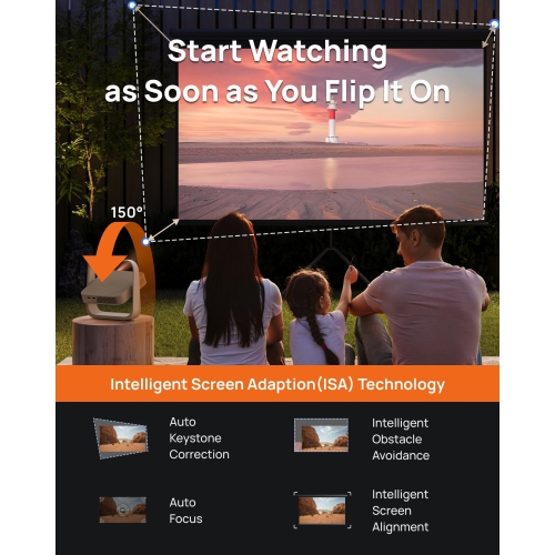 Open Box - XGIMI Elfin Flip FHD Portable Home Theatre Projector w/Stand, Mini Projector for Outdoor, 4k Video Support, SmartPhone/Wifi/Bluetooth,