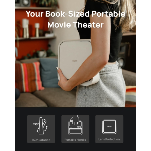Open Box - XGIMI Elfin Flip FHD Portable Home Theatre Projector w/Stand, Mini Projector for Outdoor, 4k Video Support, SmartPhone/Wifi/Bluetooth,