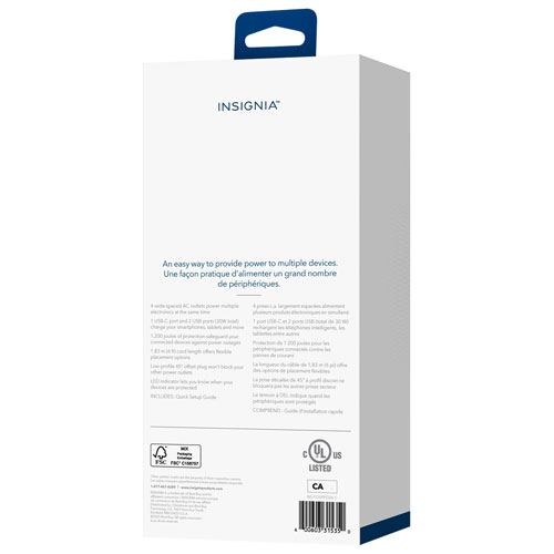 Insignia 4-Outlet 2-USB/1-USB-C Surge Protector - Only at Best Buy