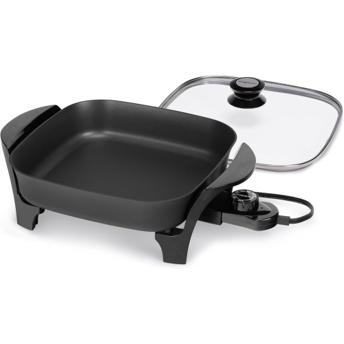 Presto 06626 11-Inch Electric Skillet with Glass Lid, Nonstick Surface, and Heat Control