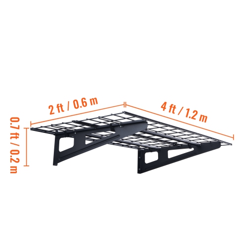 VEVOR 2 Pack Garage Storage Shelving, 4 x 2 ft Heavy Duty Garage Shelves Wall Mounted, 500 lbs Load Capacity(Total) Garage Storage Rack Floating