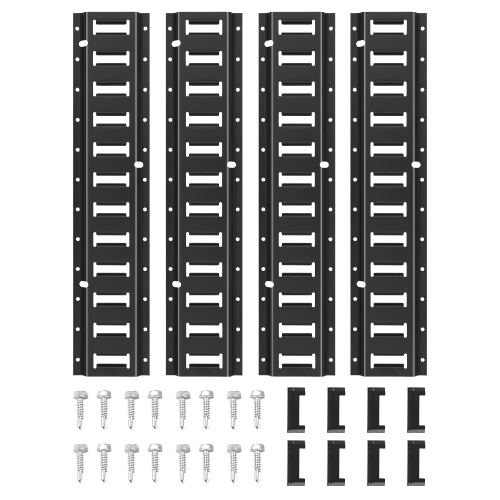 VEVOR  2' E Track Tie Down Rail Kit, Steel Rails, 4 Pack, Secure Cargo & Heavy Loads Up to 2000 Lbs, Heavy Duty Etrack Rails \w Screws for Garages