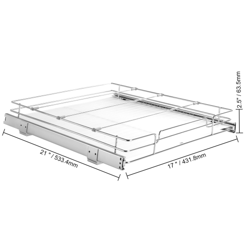 VEVOR 17"W x 21"D Pull Out Cabinet Organizer, Heavy Duty Slide Out Pantry Shelves, Chrome-Plated Steel Roll Out Drawers, Sliding Drawer Storage for
