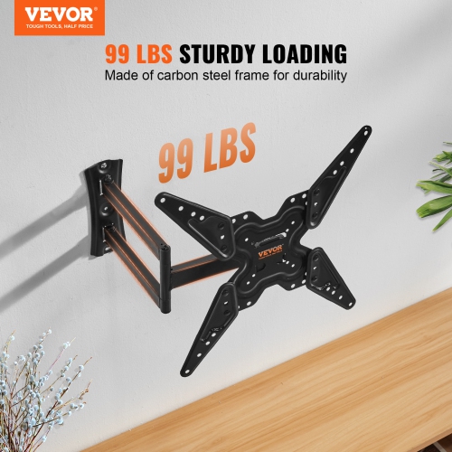 VEVOR 26-55 inch Full Motion TV Mount Fits, Swivel Tilt Horizontal Adjustment TV Wall Mount Bracket with Articulating Arm, Max VESA 400x400mm , Holds
