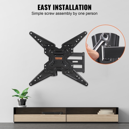 VEVOR 26-55 inch Full Motion TV Mount Fits, Swivel Tilt Horizontal Adjustment TV Wall Mount Bracket with Articulating Arm, Max VESA 400x400mm , Holds