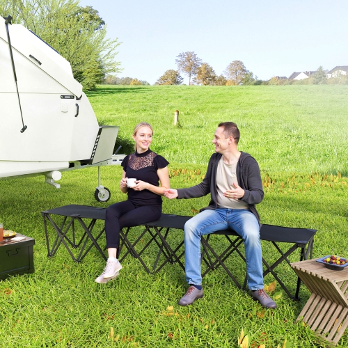 Outsunny Portable 6-Seater Folding Team Sports Sideline Bench, Outdoor Camping Folding Bench Chair with Carry Bag for Soccer Football Team, No