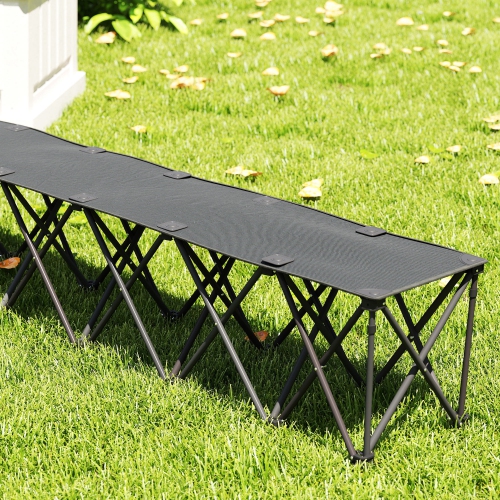 Outsunny Portable 6-Seater Folding Team Sports Sideline Bench, Outdoor Camping Folding Bench Chair with Carry Bag for Soccer Football Team, No