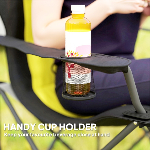 Outsunny – Chaises de camping pliantes, ensemble de 2 chaises pliantes à dossier haut avec porte-gobelet, chaises de camping rembourrées pour