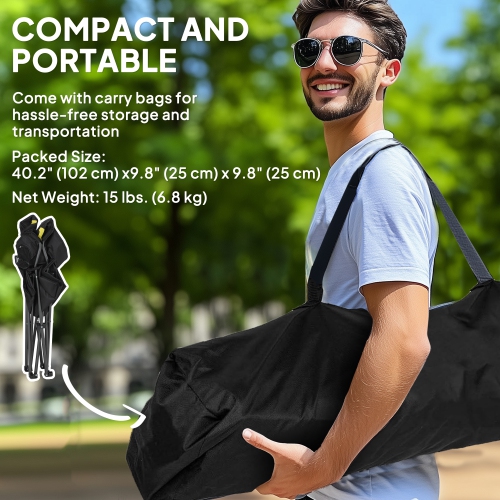 Outsunny – Chaises de camping pliantes, ensemble de 2 chaises pliantes à dossier haut avec porte-gobelet, chaises de camping rembourrées pour