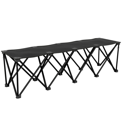 OUTSUNNY  Portable 4-Seater Folding Team Sports Sideline Bench, Outdoor Camping Folding Bench Chair \w Carry Bag for Soccer Football Team, No