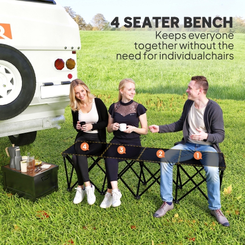 Outsunny Portable 4-Seater Folding Team Sports Sideline Bench, Outdoor Camping Folding Bench Chair with Carry Bag for Soccer Football Team, No