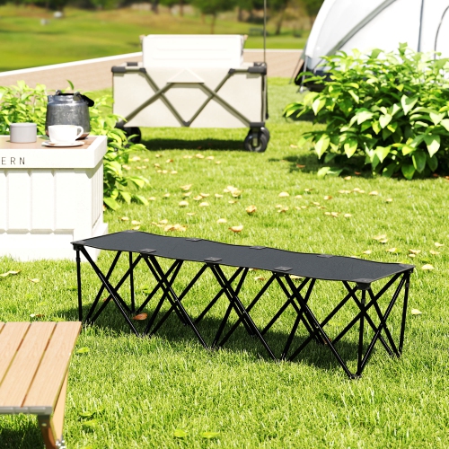 Outsunny Portable 4-Seater Folding Team Sports Sideline Bench, Outdoor Camping Folding Bench Chair with Carry Bag for Soccer Football Team, No