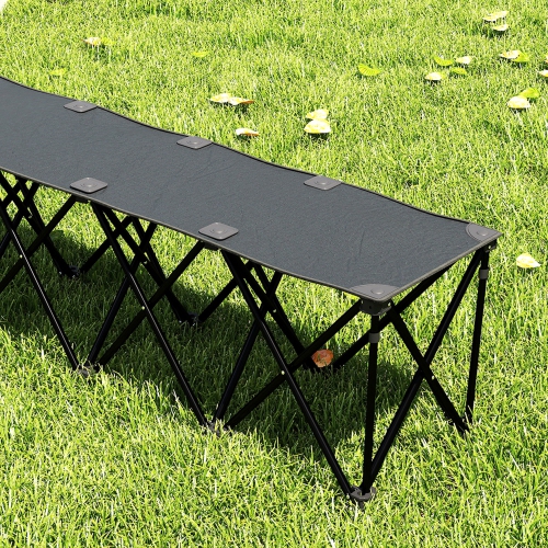 Outsunny Portable 4-Seater Folding Team Sports Sideline Bench, Outdoor Camping Folding Bench Chair with Carry Bag for Soccer Football Team, No