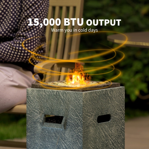 Outsunny Propane Fire Pit Table with Fountain, 15,000 BTU Outdoor Gas Fire Table with LED Light Adjustable Water Flow, Fire Fountain Water Feature