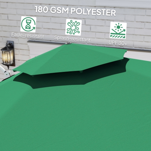 Outsunny 10 FT Cantilever Patio Umbrella, Double Top Offset Hanging Umbrella with 360° Rotation & Adjustable Height, Cross Base, Crank and Tilt for