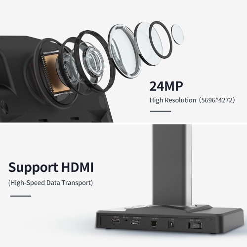 CZUR ET24 Pro Professional Book & Document Scanner, 24MP High-Resolution Camera, A3 Large-Format Scanner, Auto-Flatten & Deskew, 180+ Languages OCR,