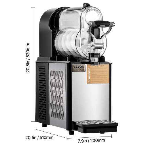 VEVOR 3L Commercial Slushy Machine, Single Tank Frozen Drink Machine, 12 Cups Stainless Steel Margarita Smoothie Frozen Drink Maker, Slushie Maker