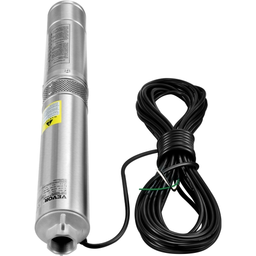 VEVOR Deep Well Submersible Pump, 2HP/1500W 230V/60Hz, 37GPM Flow 427 ft Head, with 33 ft Electric Cord, 4 inch Stainless Steel Water Pumps for