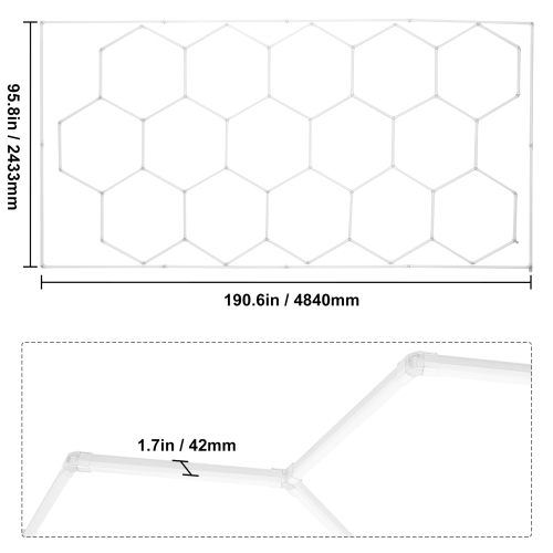 VEVOR 66300LM Hexagon Garage Lights, 6500K 15 Grid Systems Honeycomb Hexagonal Garage LED Lights, DIY Cool White Car Detailing Garage Ceiling