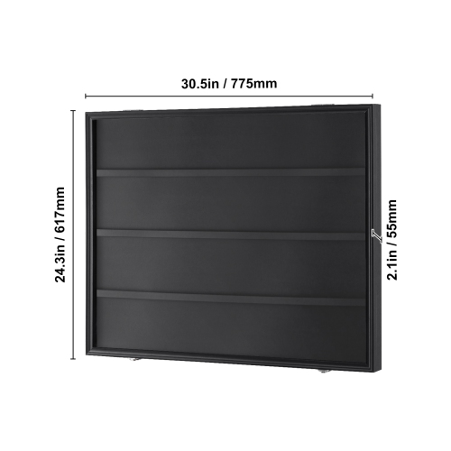 VEVOR 30.5x24.3x2.1 in 36 Graded Sports Card Display Case, Baseball Card Display Frame with 98% UV Protection Clear View PC Glass, Lockable Wall
