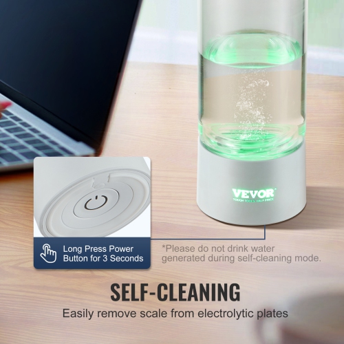 VEVOR 380 ml / 13.4 oz Hydrogen Water Bottle Generator, Hydrogen Water Maker, SPE Technology Hydrogen Rich Water Ionizer Machine with Nasal