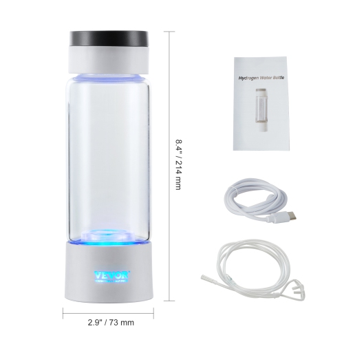 VEVOR 380 ml / 13.4 oz Hydrogen Water Bottle Generator, Hydrogen Water Maker, SPE Technology Hydrogen Rich Water Ionizer Machine with Nasal