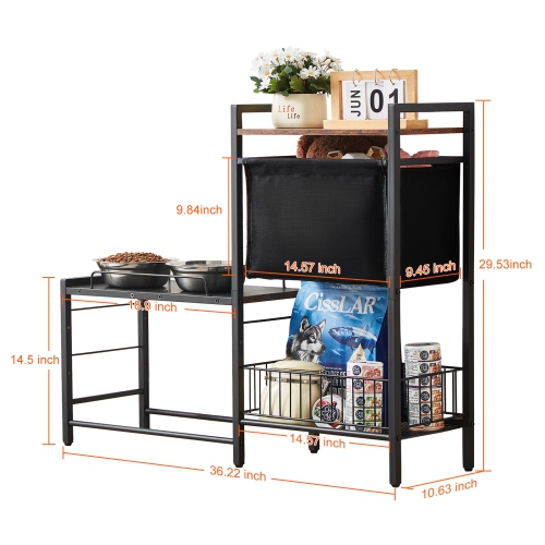 VEVOR Pet Feeding Station with Storage, Elevated Dog Bowls, Raised Dog Bowl Stand, Dog Food Storage and Feeder Station with Storage Shelves, for