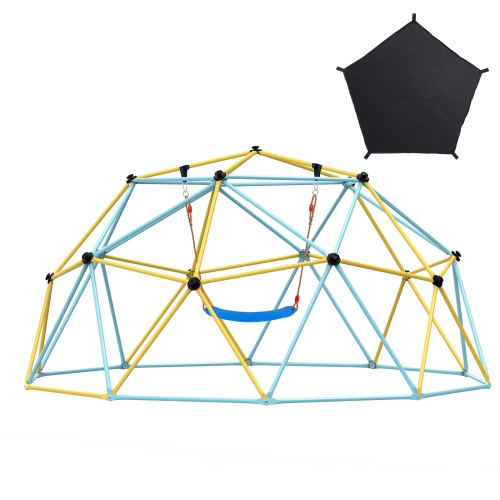 VEVOR Climbing Dome, for Kids 3 to 10 Years Old,10FT Geometric Dome Climber with Hammock and Swing, Jungle Gym Supports 750LBS, with Climbing Grip,