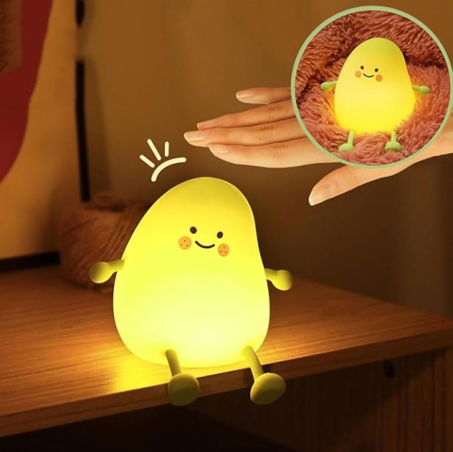 Rechargeable Night Light for Kids - Mango-Shaped Touch Control Lamp with 3-Level Brightness Adjustment, Eye Protection, 1200mAh Battery for Bedroom