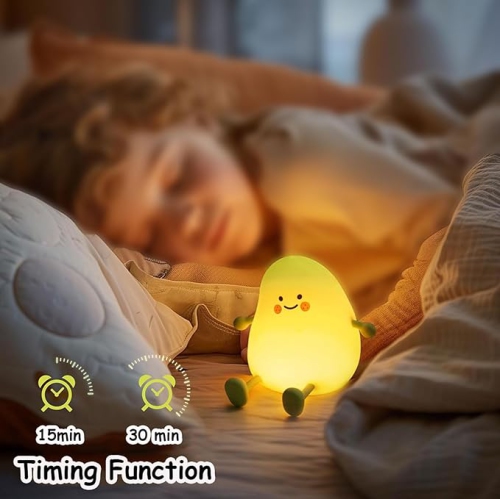Rechargeable Night Light for Kids - Mango-Shaped Touch Control Lamp with 3-Level Brightness Adjustment, Eye Protection, 1200mAh Battery for Bedroom