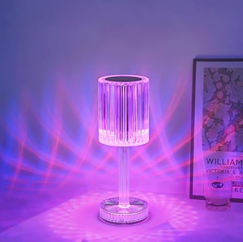 HTUTWOO  Portable Crystal Table Lamp, 16 Color Touch Control Rechargeable Lamp, 3-Levels Brightness Room Decor Desk Lamp