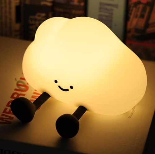 Night Light, LED Cute Lamp, Silicone Squishy Lamp Rechargeable Nursery Nightlight with 3 Level Dimmable Bedside Touch Lamp(Cloud)