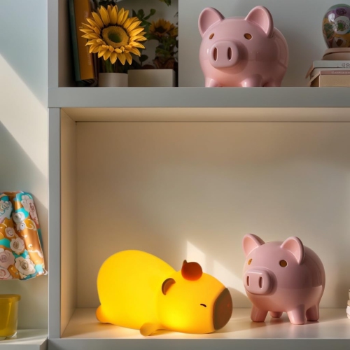 Night Light for Kids - 7 Color Changing BPA-Free Silicone Lamp with Touch Control, Eye Protection, Rechargeable Battery for Bedroom(Sleeping Capybara)